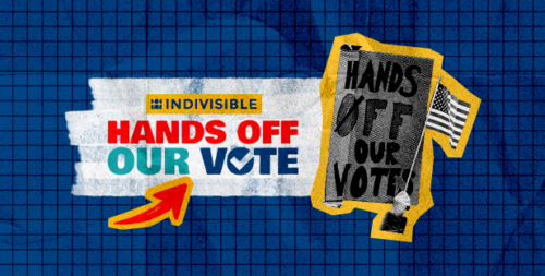 Hands Off Our Vote graphic